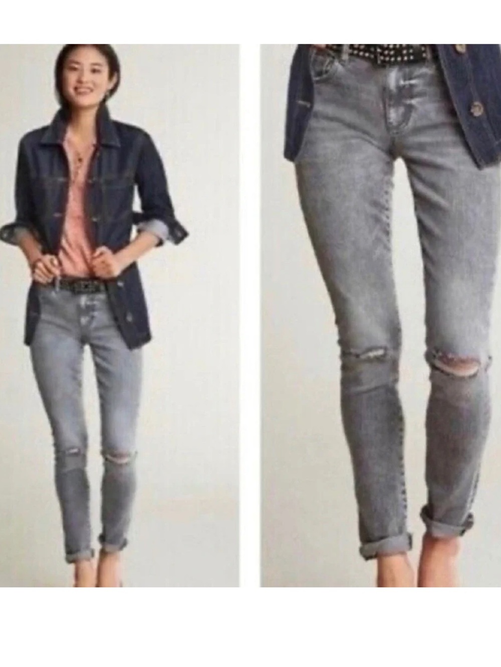 CAbi High Skinny Grey Denim Jeans